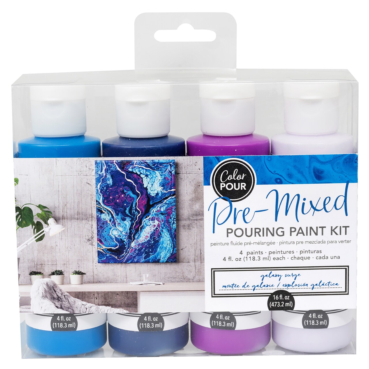 American Crafts Color Pour Pre-Mixed Paint Kit 4/Pkg-Galaxy Surge